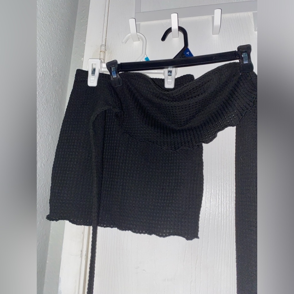 SHEIN PETITE Solid Bandana Hem Crop Tube Top & Bodycon Skirt